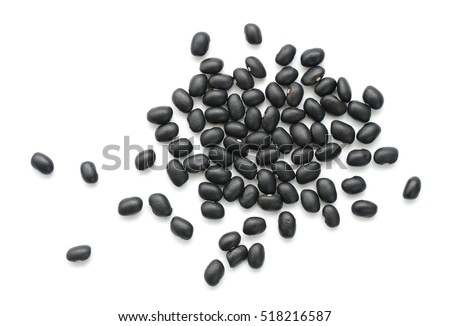 black beans, isolated on white background Royalty-Free Stock Photo #518216587