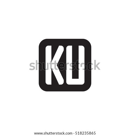 Initial letters KU rounded square shape monogram black simple logo