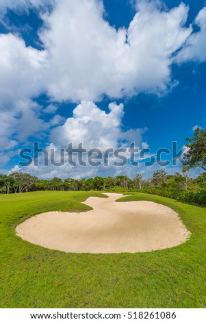 Sand bunkers at the beautiful golf course.