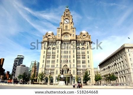 Royal liver building in Liverpool, England, UK