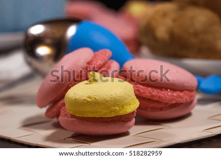 Pink macarons on a plate