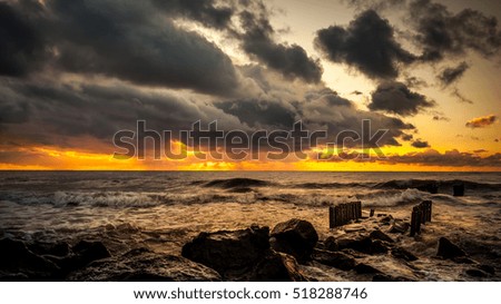sunset beautiful black sea gold picture background amazing waves