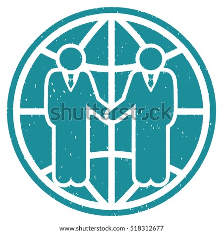 Global Partnership rubber seal stamp watermark. Icon vector symbol with grunge design and dust texture. Scratched soft blue ink emblem on a white background.