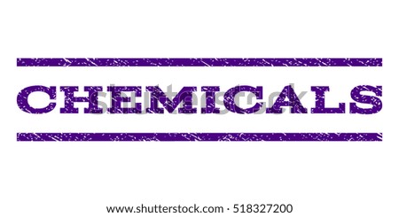 Chemicals watermark stamp. Text tag between horizontal parallel lines with grunge design style. Rubber seal stamp with dirty texture. Vector indigo blue color ink imprint on a white background.