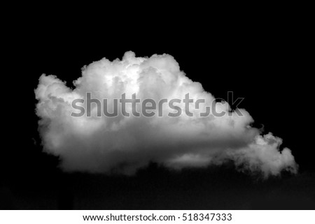 Single white cloud isolated on black background and texture. Brush cloud black background. Royalty-Free Stock Photo #518347333