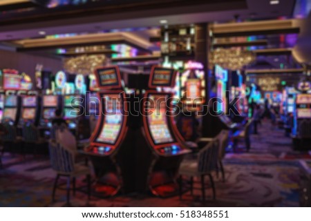 Image of abstract blur slot machine in Las Vegas casino for background usage Royalty-Free Stock Photo #518348551