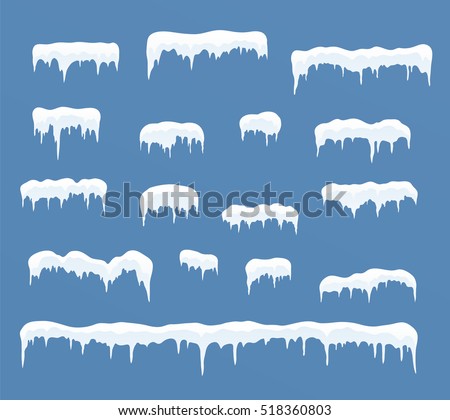 Set of ice caps. Snowdrifts, icicles, elements winter decor. Royalty-Free Stock Photo #518360803