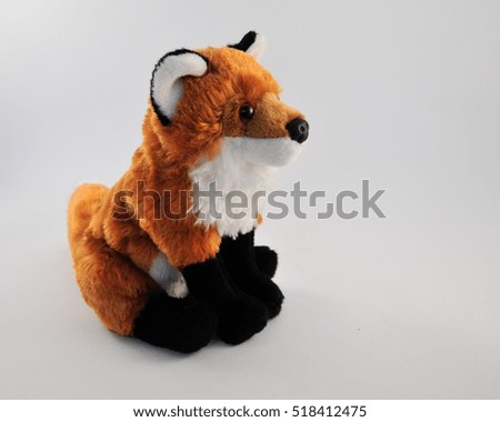 soft toy red fox on white background