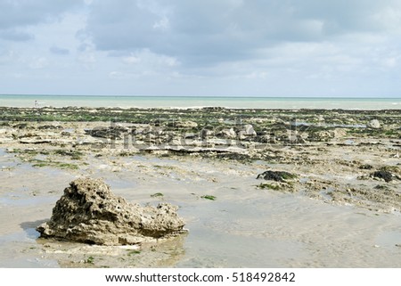 View on the sea, the low tide. Coast in Brittany,  Royalty-Free Stock Photo #518492842