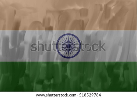 India painted / drawn vector flag. Dramatic, unusual look. Vector file contains flag and texture layers