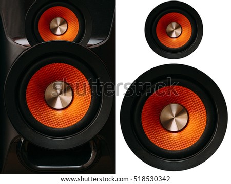 Orange Speakers on a white background