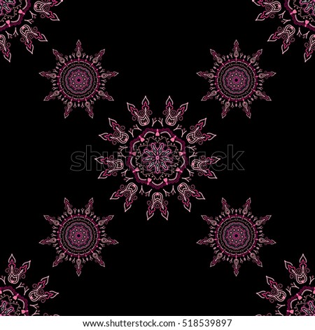 Traditional vector gothic damask background. Magenta seamless background flower ornament pattern. Abstract arabesque background for greeting card, presentation or wedding invitations.