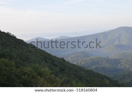 View from Tinker Cliff in the Appalachian trail near Virginia Tech, USA