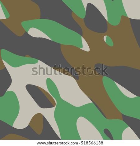 Vector seamless camouflage. classic four-color camo pattern. Image of distorted spots for backgrounds, prints on clothes, texturing Royalty-Free Stock Photo #518566138
