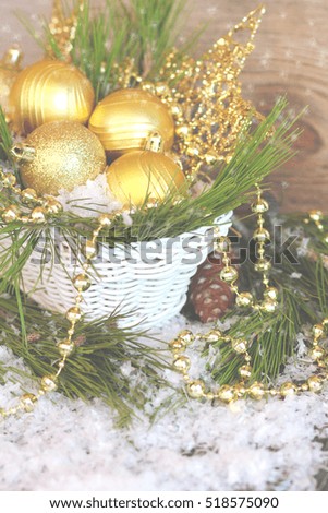 Christmas decorations with gold balls