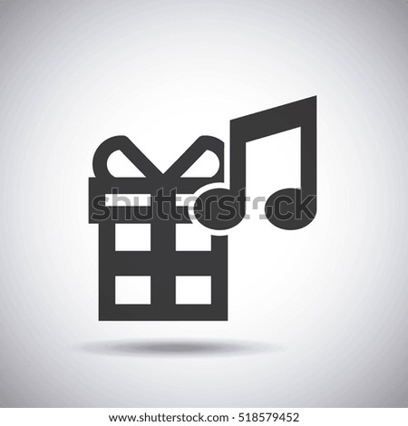 gift box and musical note icon over white background. vector illustration