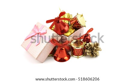 Gift boxes and christmas decoration on isolated