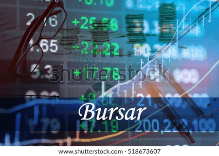Bursar - Abstract digital information to represent Business&Financial as concept. The word Bursar is a part of stock market vocabulary in stock photo