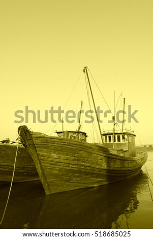 berth boat in the port, closeup of photo