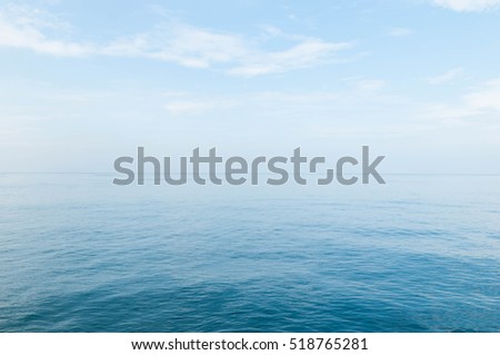 Blue ocean and blue sky in the foggy day, natural background