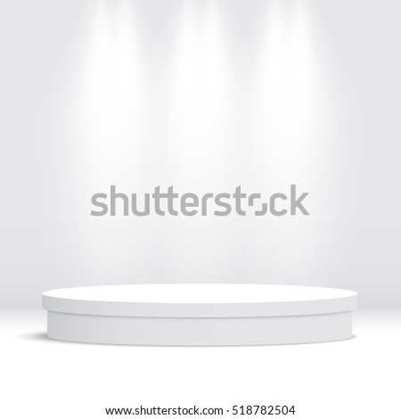 White round empty podium. Pedestal. Scene. Vector illustration. Royalty-Free Stock Photo #518782504