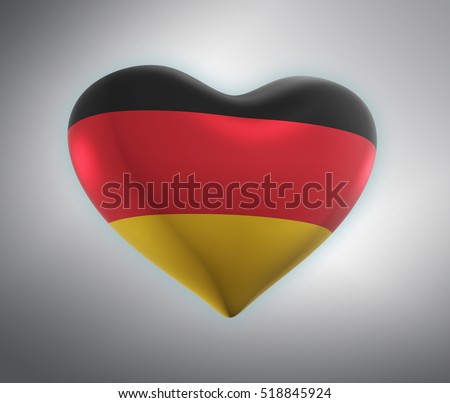 Germany Flag, Heart Shape, German Background, 3D flag (3D Render)