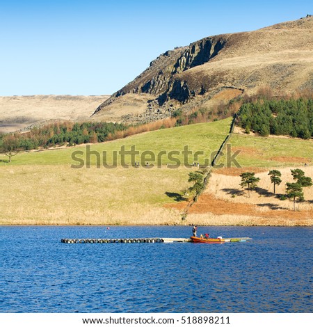 Dovestone Reservoir, Greenfield, Peak District National Park Greater Manchester, North West, England, United Kingdom, Europe. Dovestone Reservoir supplies drinking water to the surrounding area.