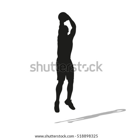 Shooting basketball player vector silhouette. Front view