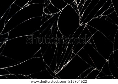 cracked screen phone tablet on black for background