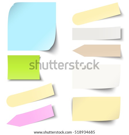 collection of different colored sticky notes with shadow Royalty-Free Stock Photo #518934685