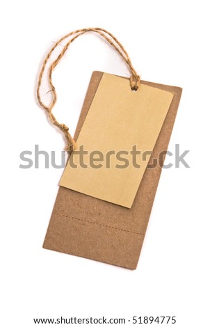 Blank tag tied with brown string.