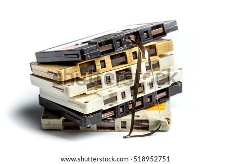 vintage cassette tape isolated white background Royalty-Free Stock Photo #518952751