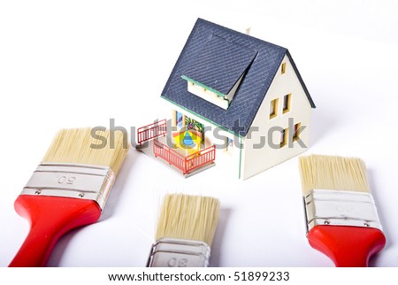 paintbrush with cartoon home