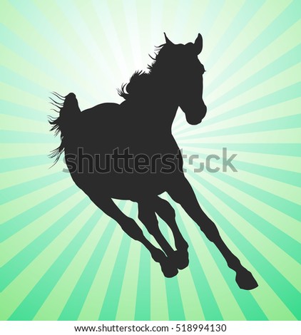 horse silhouette, vector realistic silhouette running horse