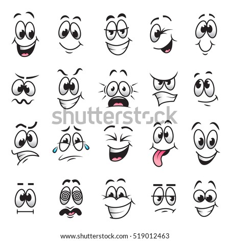 Cartoon faces expressions vector set Royalty-Free Stock Photo #519012463