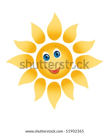 Picture of a happily smiling sun on a white background