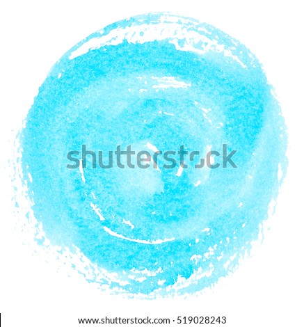 Blue watercolor circle isolated on white background