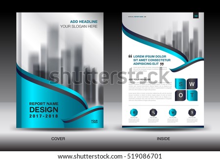 Annual report brochure flyer template, blue cover design, business flyer, advertisement, book, leaflet, catalog