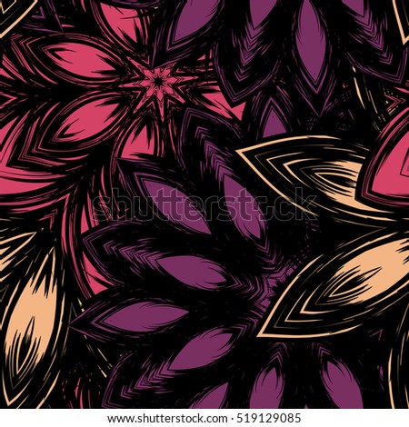Floral background. Full seamless flower ornament for printing, textile, art design. Decorative vector backdrop. Color.