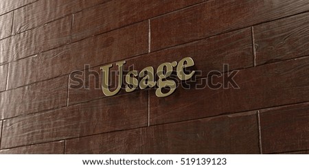 Usage - Bronze plaque mounted on maple wood wall  - 3D rendered royalty free stock picture. This image can be used for an online website banner ad or a print postcard.