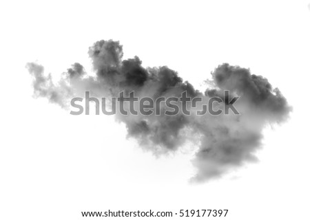 Single black cloud isolated on white background and texture. Ink spot or cigarette smoke cloud, Rorschach test Royalty-Free Stock Photo #519177397