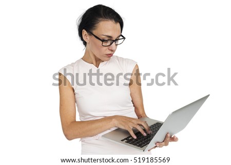 Women Work Use Laptop Concept
