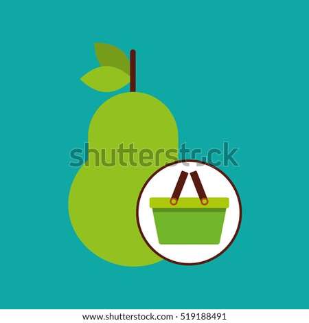 green basket fresh pear design icon vector illustration