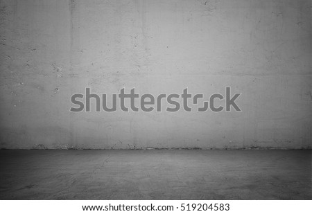 Empty interior for design, white concrete wall and black wooden floor. Empty room. Space for text and picture. Design ideas and style. Royalty-Free Stock Photo #519204583