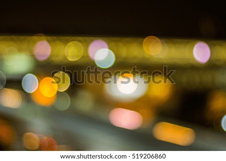 bokeh night life blur and defocus traffic in Bangkok Thailand