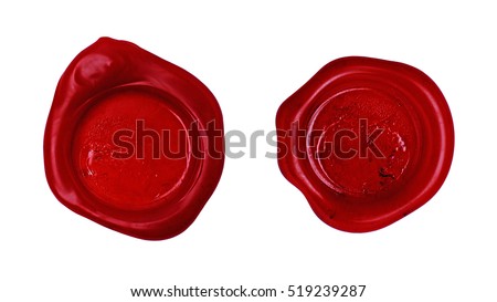 Red wax seal isolated on white background Royalty-Free Stock Photo #519239287