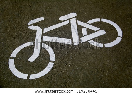 Sign bicycle lane Photo Damage white paint on asphalt