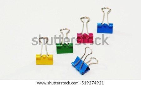 Binder Clips,blue color,pink color,yellow color,green color,Colorful binder clip isolated on white background