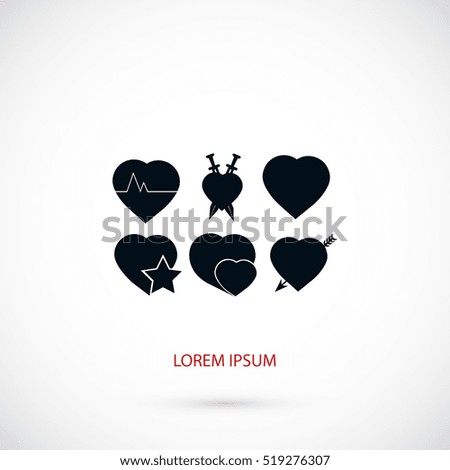 hearts icons vector, flat design best vector icon
