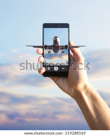 Airplane flying out the smartphone.